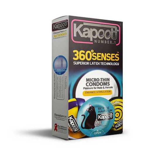 کاندوم تحریک کننده کاپوت مدل 360 Senses بسته 12 عددی